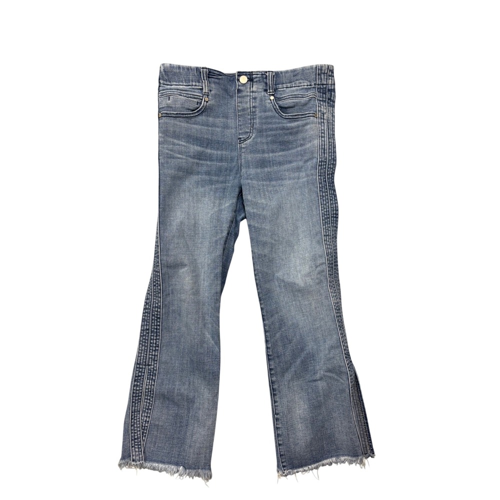 Liverpool Jeans 6/28 Gia Glider Crop Tuxedo Side Stripe Raw Hem Flare Pull On